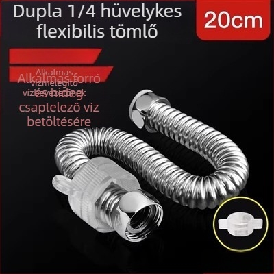 WC vízellátó tömlő, 304 rozsdamentes acélból, fonott, falba süllyesztett telepítés, 4-pontos csatlakozás, névleges nyomás 1.0 MPa, üzemi hőmérséklet 70°C
