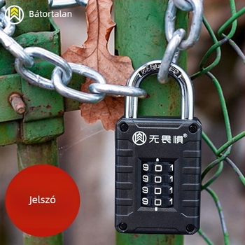 No Fear nagy méretű kombinációs lakat, lopás elleni, vízálló és rozsdamentes, kültéri ajtókhoz és szabadtéri edzőtermi felszereléshez