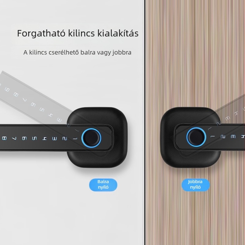 Okos ajtózár ujjlenyomat, jelszó és kártya hozzáféréssel, Bluetooth beltéri faajtókhoz (Model B3)