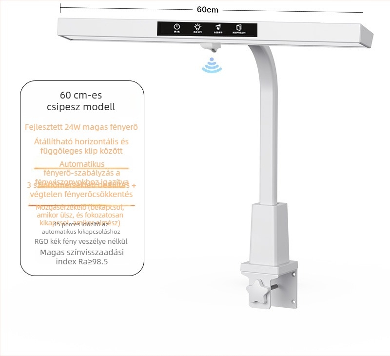 Clip-on asztali lámpa intelligens vezérléssel, érintéses kapcsolóval, CRI ≥95, feszültség ≤36V