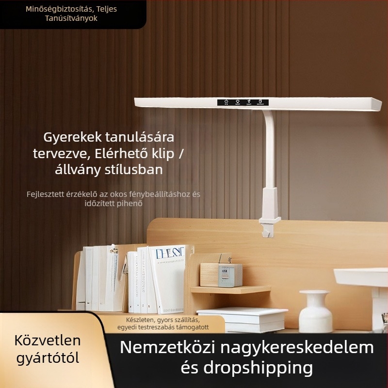 Clip-on asztali lámpa intelligens vezérléssel, érintéses kapcsolóval, CRI ≥95, feszültség ≤36V