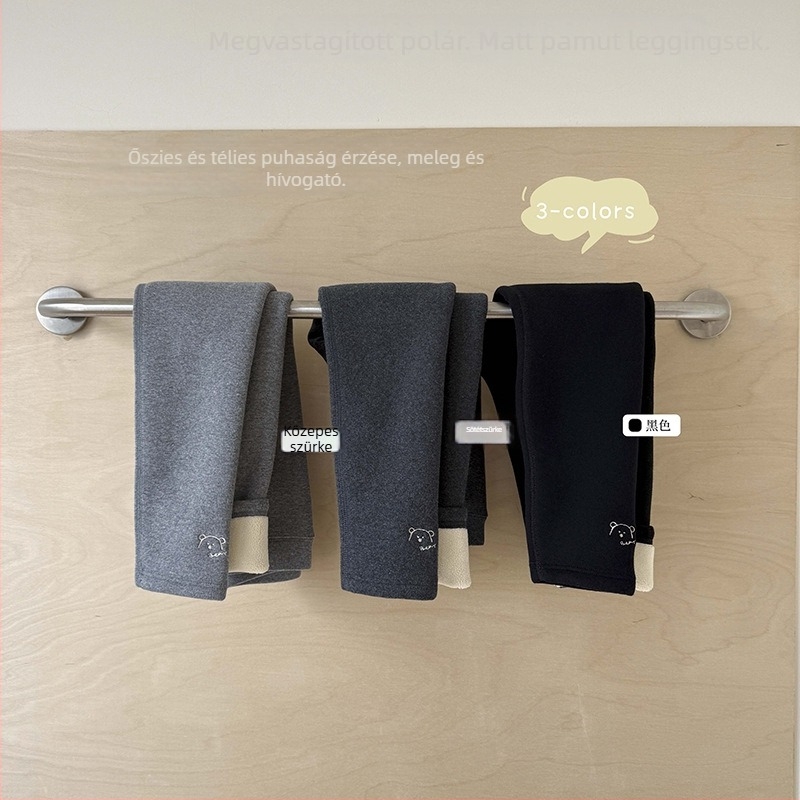 Lányoknak tervezett téli vastag leggings, koreai stílusú magas derekú, pamut fleece