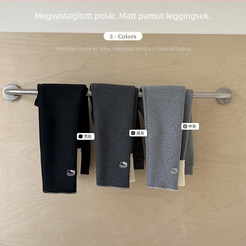 Lányoknak tervezett téli vastag leggings, koreai stílusú magas derekú, pamut fleece