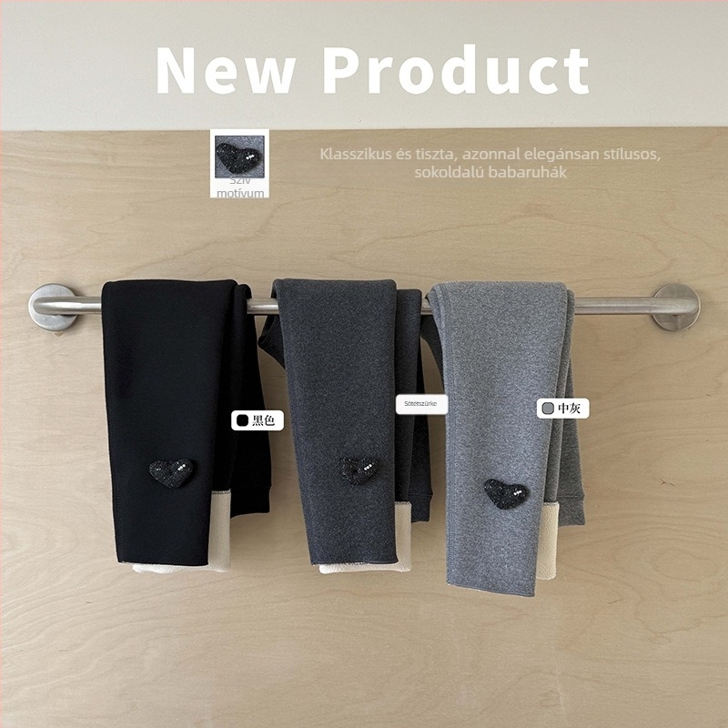 Lányoknak tervezett téli vastag leggings, koreai stílusú magas derekú, pamut fleece