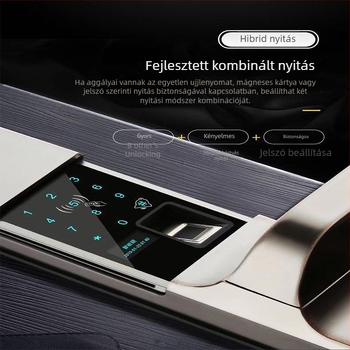 Hairun 6611 Okos zár ujjlenyomat és Bluetooth alkalmazásos feloldás, csúszó fedél, 30000 ujjlenyomat tárolás, szkennelés <1 s, hamis felismerés <0,001%, több mint 90 millió nyitás, DC tápegység