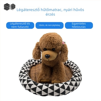 Kerek formájú háziállat-nest macskákat és kutyákat egyaránt kiszolgáló — vászon, PP pamut, nyári matrac, csúszásmentes aljzat