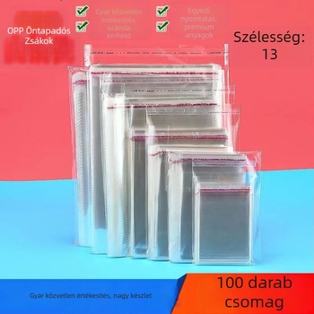 OPP öntapadós tasak, átlátszó, vastagított kivitel, nyomtatott logóval, műanyag csomagoló tasak ékszerek, ruházat és maszkok számára