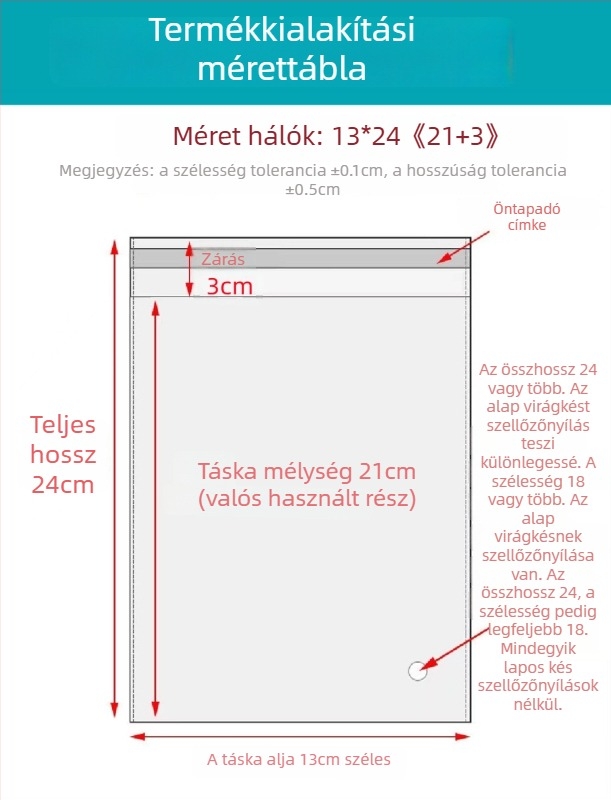 OPP öntapadós tasak, átlátszó, vastagított kivitel, nyomtatott logóval, műanyag csomagoló tasak ékszerek, ruházat és maszkok számára
