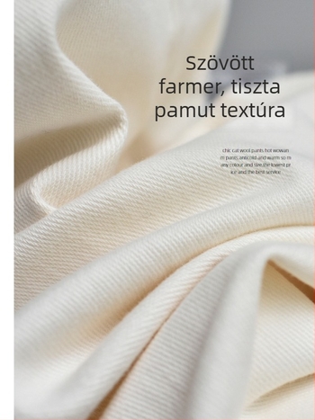 Pamut denim széles lábú farmer, magas derékkal, Ice-Wash, mikroelasztikus