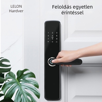 Félautomata intelligens ajtózár ujjlenyomat-azonosítással, kártyaolvasóval és jelszóval – bejárathoz otthonra vagy szállodába