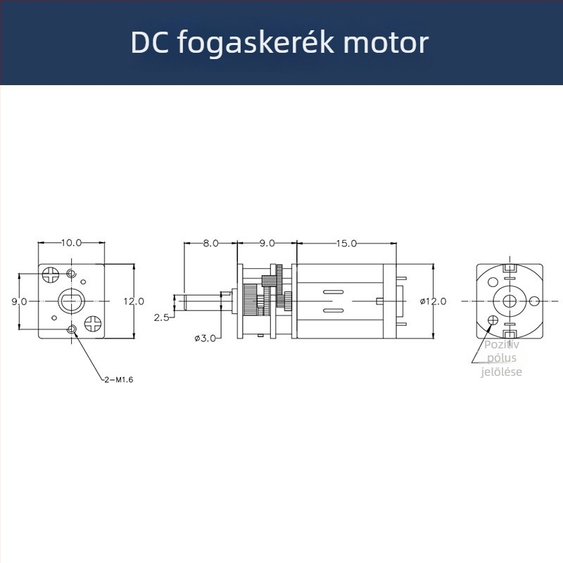 N20 mikro fogaskerékkel szerelt kefés DC motor, fém fogaskerekek, ROHS tanúsítvány, DC feszültség 36V alatt