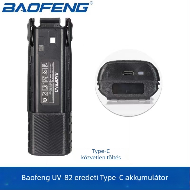 UV-82 Interkom Akkumulátor, Type-C 3800mAh, Tágult Kapacitás, USB-C Töltés, Kompatibil UV-82/UV-82HP