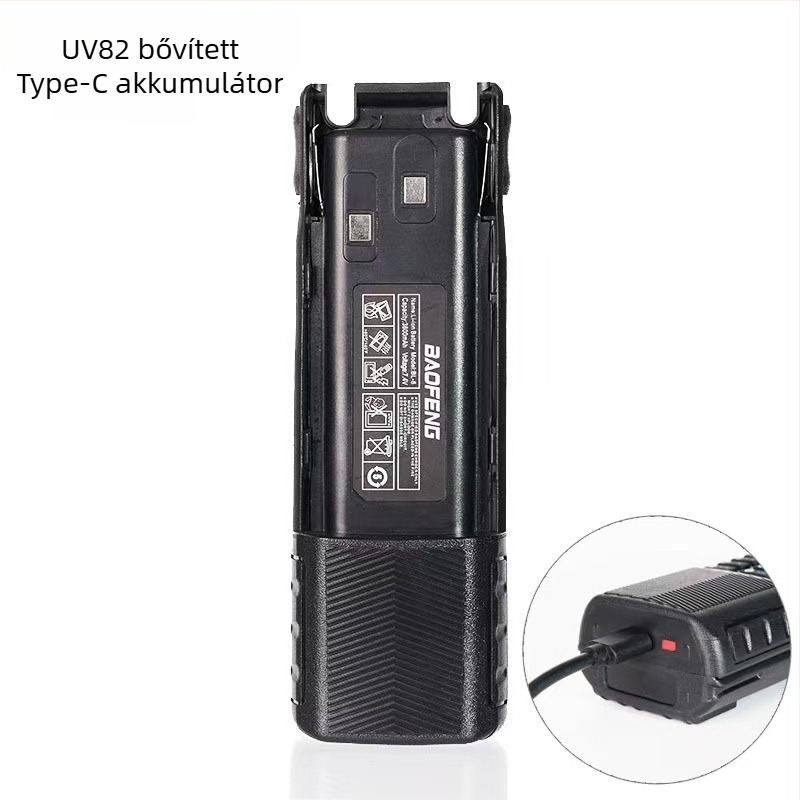 UV-82 Interkom Akkumulátor, Type-C 3800mAh, Tágult Kapacitás, USB-C Töltés, Kompatibil UV-82/UV-82HP