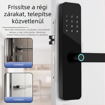 Fából készített ajtókhoz tervezett biometrikus zár ujjlenyomat- és jelszó-olvasóval, IC-kártya olvasóval, bérlemények és irodák számára