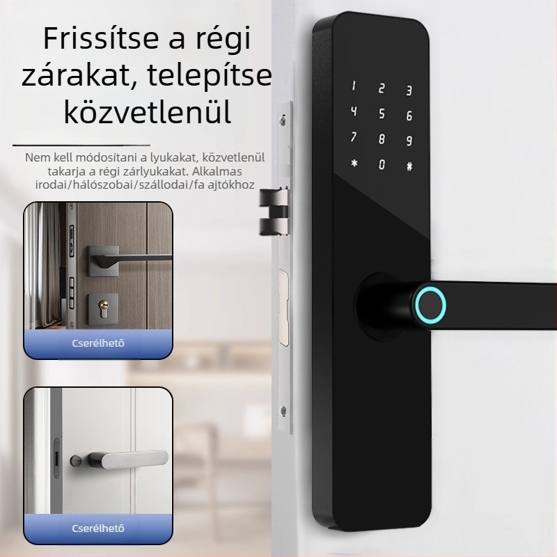Fából készített ajtókhoz tervezett biometrikus zár ujjlenyomat- és jelszó-olvasóval, IC-kártya olvasóval, bérlemények és irodák számára