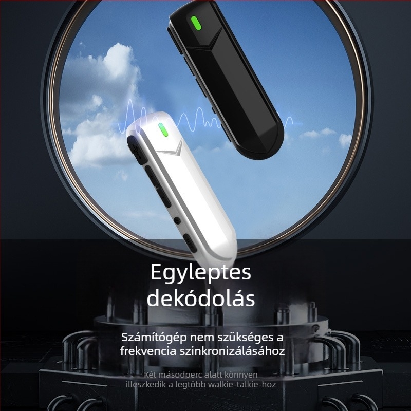 Bluetooth vezeték nélküli mini walkie-talkie, egygombos frekvenciakapcsolás, 16 csatorna, hatótávolság akár 3 km, 1200 mAh Li-ion akkumulátor, robbanásbiztos