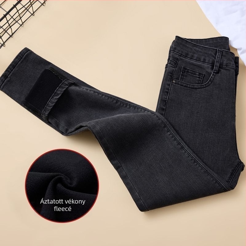 Skinny farmernadrág, magas derekú, vastag denim, 50–70% pamut, tél 2025