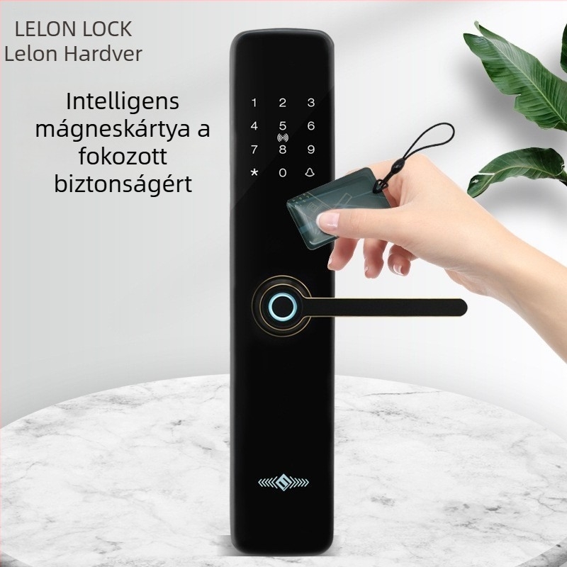 Bejárati ajtó biometrikus zár ujjlenyomat-azonosítással, anti-lopás funkcióval, beltéri faajtókhoz, szállodák és apartmanok számára, félautomata ujjlenyomat-zár