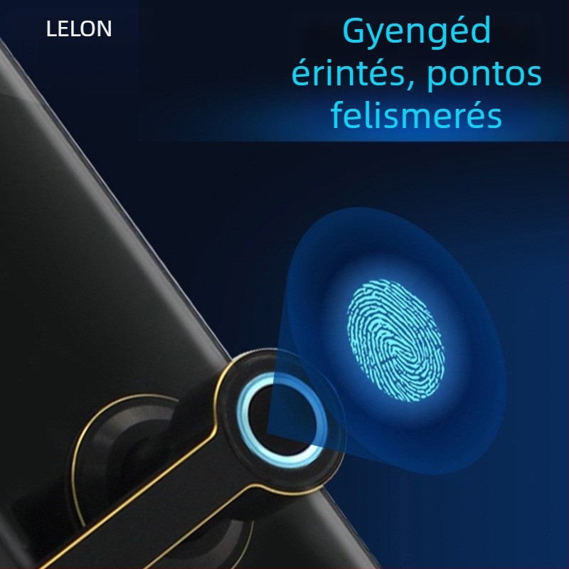 Bejárati ajtó biometrikus zár ujjlenyomat-azonosítással, anti-lopás funkcióval, beltéri faajtókhoz, szállodák és apartmanok számára, félautomata ujjlenyomat-zár