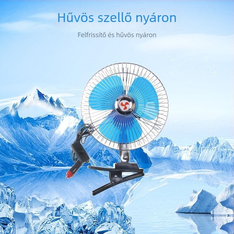 Little Forest autóventilátor 12V/24V teherautókhoz, nagy légáramlás, csendes modell, 25W, vas keret