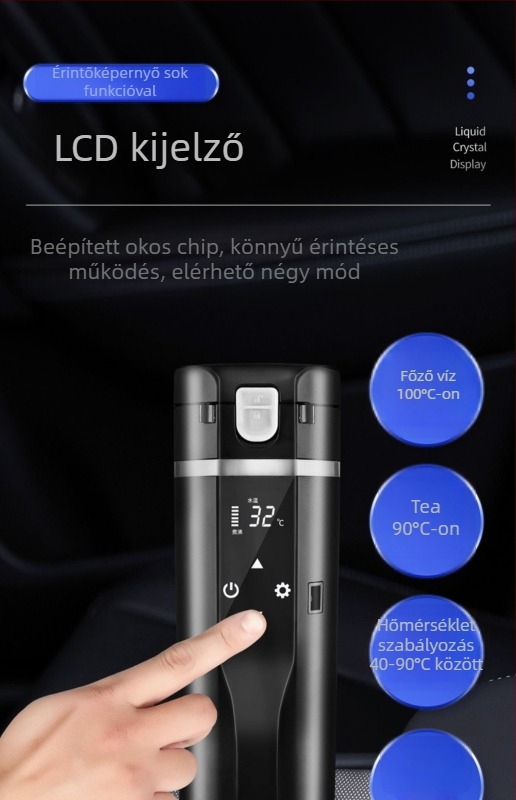 Automobilba való elektromos melegítő pohár – 12-24V, 75-90W, 304 rozsdamentes acél, Modell FCC-480