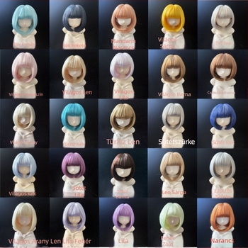 Ames BJD paróka: puha selyem bob frufruval, koreai stílus, szőtt haj