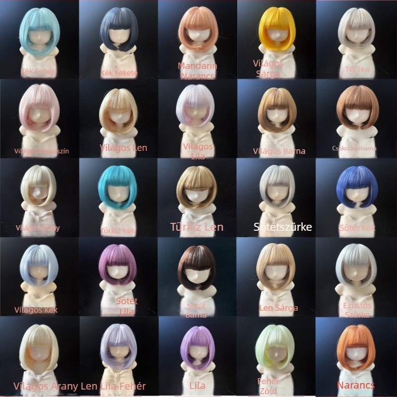 Ames BJD paróka: puha selyem bob frufruval, koreai stílus, szőtt haj