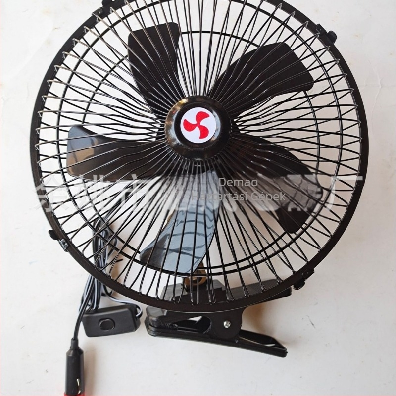 12V-os autóventilátor, 5 lapát, teljes burkolat, 18W, rézmagos motor