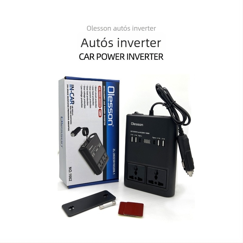 Autóinverter, többfunkciós, CNC észlelés, 150W, AC 220V, konverter tápegység (Model 1662)