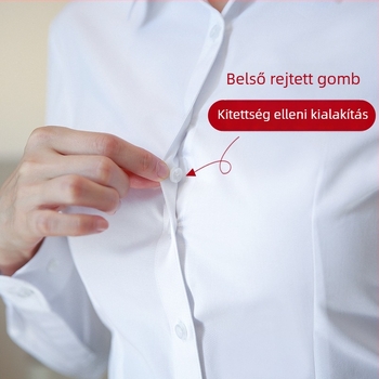 Női pamut hosszú ujjú ing, karcsúsított fazon, négyzetes gallér, egysoros gombolás
