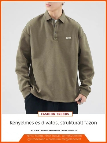 Koreai stílusú fleece-borítású pulóver kerek nyakkal, hosszú ujjú, betűs mintával