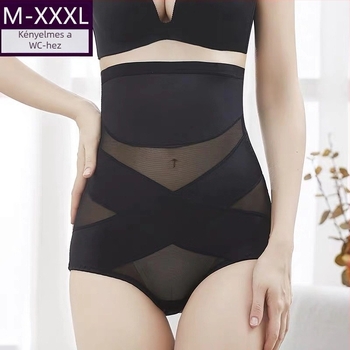 Szülés utáni magas derekú testformáló alsó hálószövésű, lélegző anyag, has támasz, csípőemelés, 90% nylon