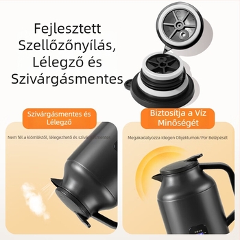 Autóban használható elektromos vízmelegítő kanna, 1.1 L kapacitás, rozsdamentes acél belső, 12V/24V, állítható teljesítmény, modell Xf-h13a