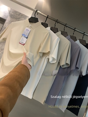 Póló polo - rövid ujjú, bő szabás, nylon keverék anyag, vékony anyag, gépi mosás