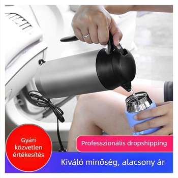 Autóba szerelhető elektromos vízforraló, 12/24V, nagy kapacitás, rozsdamentes acél, 100°C-os forralás