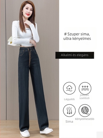 Női egyenes szárú farmernadrág denim anyagból, magas derekú, cropped hossz, laza szabás, plusz méret, tavasz–nyár 2026