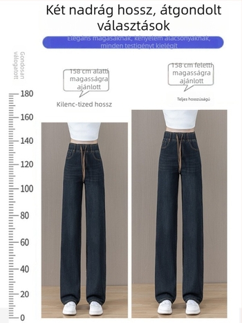 Női egyenes szárú farmernadrág denim anyagból, magas derekú, cropped hossz, laza szabás, plusz méret, tavasz–nyár 2026