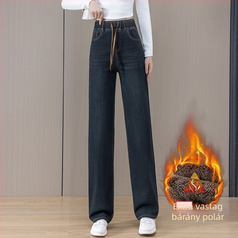 Női egyenes szárú farmernadrág denim anyagból, magas derekú, cropped hossz, laza szabás, plusz méret, tavasz–nyár 2026