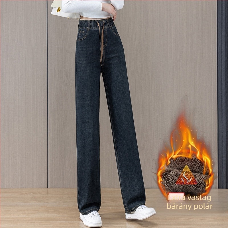 Női egyenes szárú farmernadrág denim anyagból, magas derekú, cropped hossz, laza szabás, plusz méret, tavasz–nyár 2026