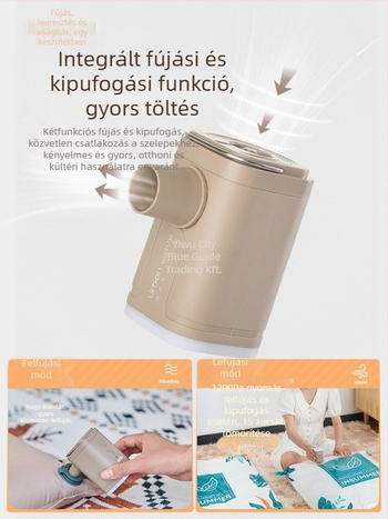Elektromos kültéri kemping levegőpumpa felfújás és leeresztés funkcióval - hordozható levegő matrac, sátor, kanapé és úszógumihoz, többszörös funkcióval (Légágy; Kompozit anyag; Súly: Egyéb; Maximális terhelés: Egyéb)