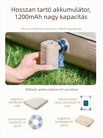 Elektromos kültéri kemping levegőpumpa felfújás és leeresztés funkcióval - hordozható levegő matrac, sátor, kanapé és úszógumihoz, többszörös funkcióval (Légágy; Kompozit anyag; Súly: Egyéb; Maximális terhelés: Egyéb)
