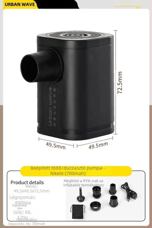 Elektromos kültéri kemping levegőpumpa felfújás és leeresztés funkcióval - hordozható levegő matrac, sátor, kanapé és úszógumihoz, többszörös funkcióval (Légágy; Kompozit anyag; Súly: Egyéb; Maximális terhelés: Egyéb)