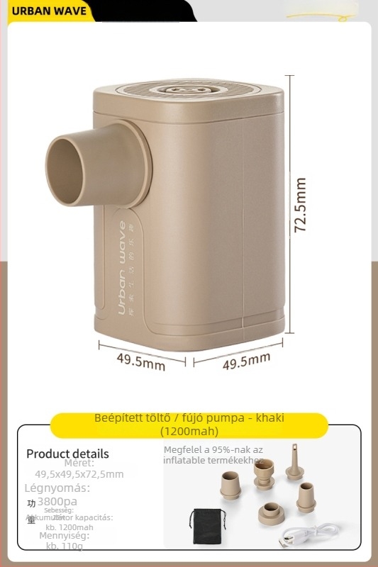 Elektromos kültéri kemping levegőpumpa felfújás és leeresztés funkcióval - hordozható levegő matrac, sátor, kanapé és úszógumihoz, többszörös funkcióval (Légágy; Kompozit anyag; Súly: Egyéb; Maximális terhelés: Egyéb)