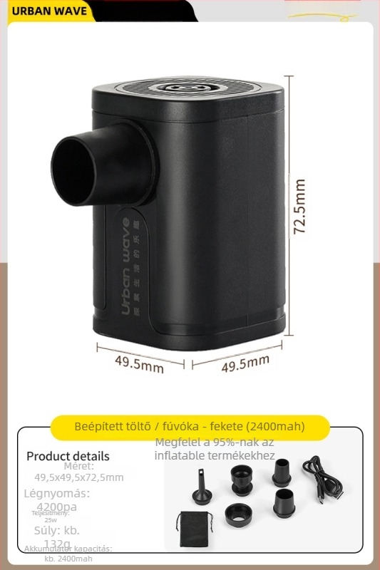 Elektromos kültéri kemping levegőpumpa felfújás és leeresztés funkcióval - hordozható levegő matrac, sátor, kanapé és úszógumihoz, többszörös funkcióval (Légágy; Kompozit anyag; Súly: Egyéb; Maximális terhelés: Egyéb)