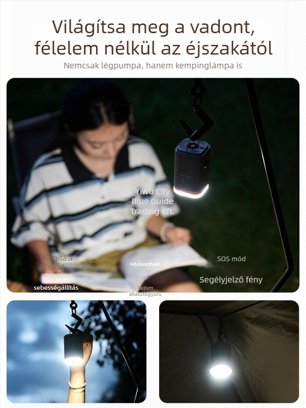 Elektromos kültéri kemping levegőpumpa felfújás és leeresztés funkcióval - hordozható levegő matrac, sátor, kanapé és úszógumihoz, többszörös funkcióval (Légágy; Kompozit anyag; Súly: Egyéb; Maximális terhelés: Egyéb)