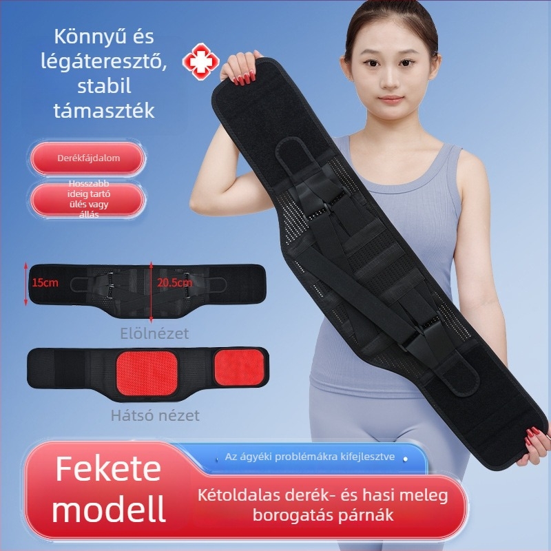 Légáteresztő deréköv tartásjavító és acéllemezes deréktámasz, uniszex, minden évszakban használható