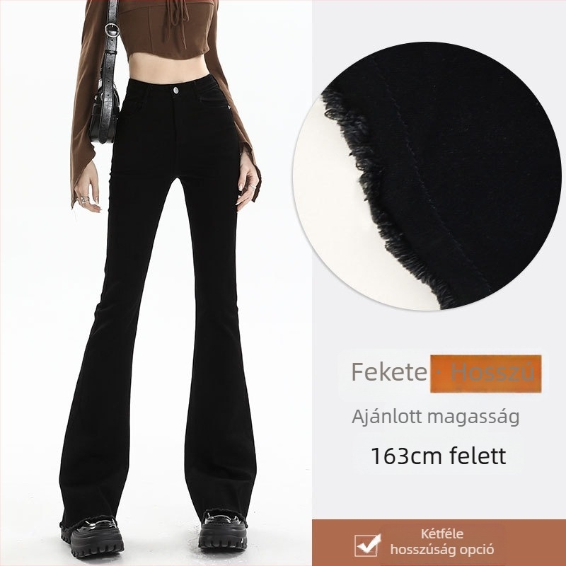 Női mikro szélesedő farmernadrág, tavasz-ősz 2026, magas derék, karcsúsító szabás, amerikai retro, bootcut nadrág alacsony testmagasságú nőknek