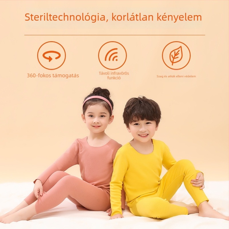 Gyerekeknek szóló termális alsóruha készlet – De Velvet anyag, vastagított pamut 33.3%, uniszex, Zhuodun