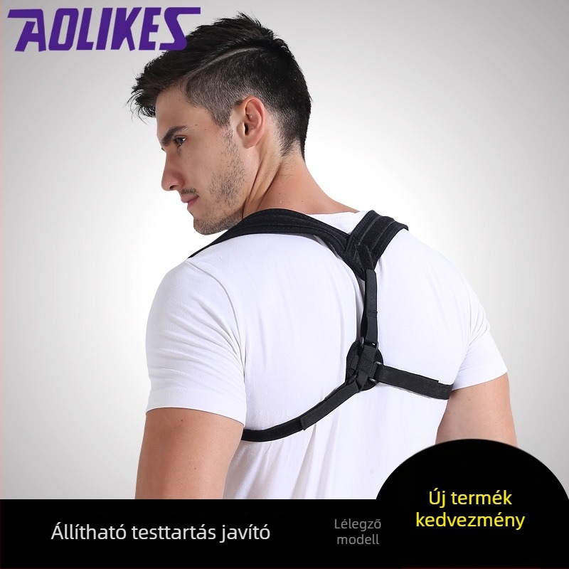 Testtartás-javító öv hát- és kulcscsont-támaszhoz – uniszex, univerzális illeszkedés; Fő anyag: OK vászon, SBR nylon; Márka: AOLIKES; Csomagolás: 100 darab