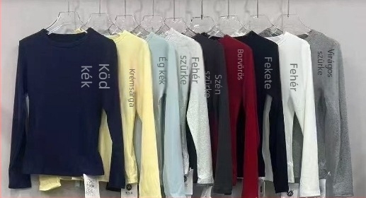 Női Slim-fit hosszú ujjú póló kerek nyakkal, egyszínű, Modal-Spandex anyag